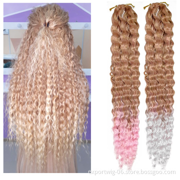 long Curly braiding hair Crochet wavy Synthetic water wave Extensions Marly Crochet Afro Kinky hair Soft Blonde Bundles for RU